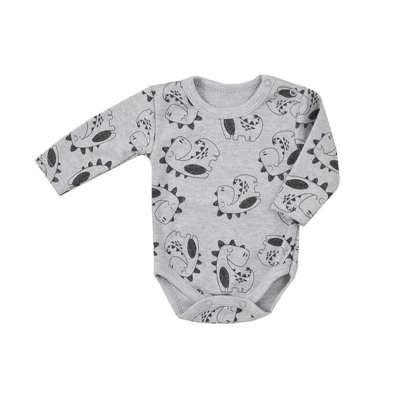 Body cu maneca lunga pentru baieti Koala Sleepysaurus 08-702GR, Gri 86 CM Standard