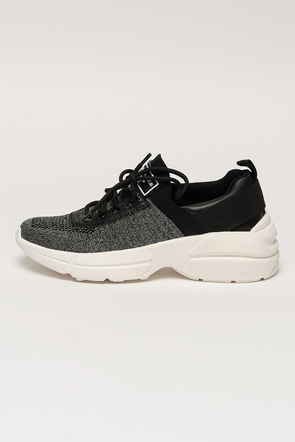 Kendall + Kylie, Pantofi sport slip-on din plasa tricotata Gleason, Negru/Argintiu