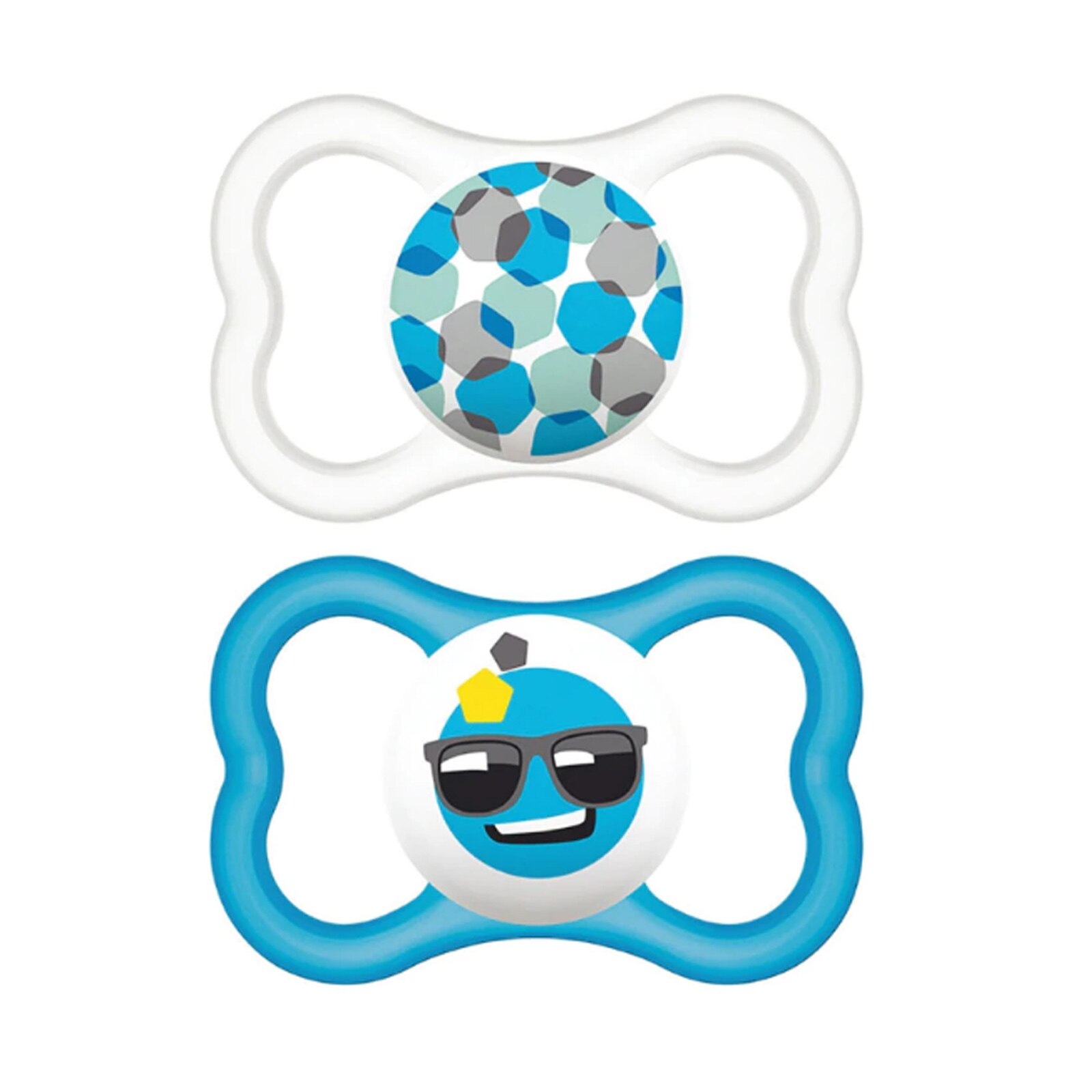 Set 2 suzete ortodontice din silicon MAM Air 713118, Albastru 6+ luni
