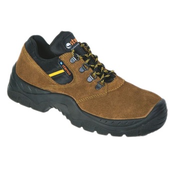 Pantofi de protectie Atletic Low, cu bombeu metalic, piele velur, maro/negru, S1, marimea 41 Pantofi de protectie Atletic Low, cu bombeu metalic, piele velur, maro/negru, S1, marimea 41