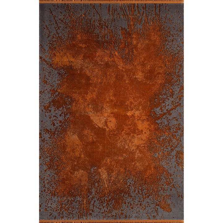 Килим Karacahan Magnifique, 55% модал/тенсел, 45% акрил, 120x180 см, Оранжев/Тъмносив