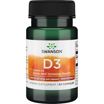 Supliment alimentar, Vitamina D3 1000 UI, Swanson High Potency Vitamin D3 - 60 capsule Supliment alimentar, Vitamina D3 1000 UI, Swanson High Potency Vitamin D3 - 60 capsule