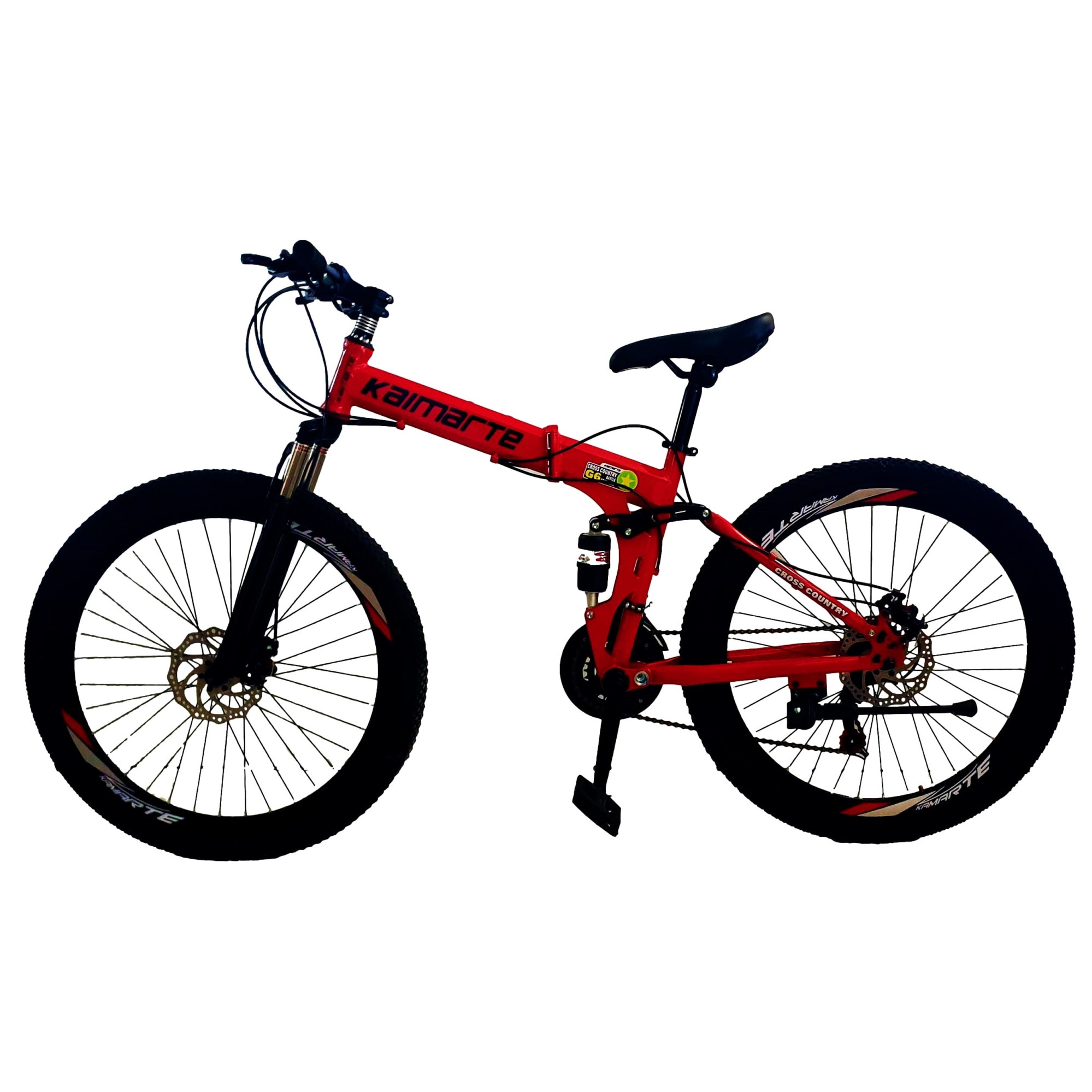 Snake cold Intimate Bicicleta Mountain Bike - KAIMARTE, AP2, 26 inch, genti aluminiu duble,  cadru otel, frane mecanice pe disc fata/spate, full suspensie, pliabila, 21  de viteze, culoare rosu - eMAG.ro