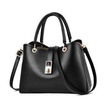 Set Geanta de piele cu bareta pentru umar si portofel, Charon Flainey, Negru Set Geanta de piele cu bareta pentru umar si portofel, Charon Flainey, Negru