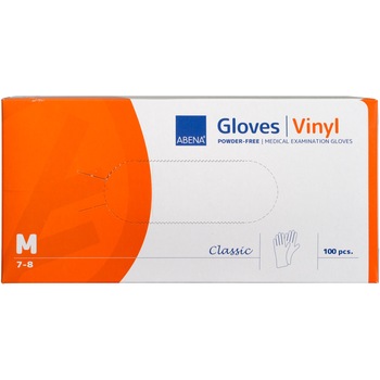 Set 100 buc manusi de examinare si protectie, Abena, transparente, masura M, vinil Set 100 buc manusi de examinare si protectie, Abena, transparente, masura M, vinil