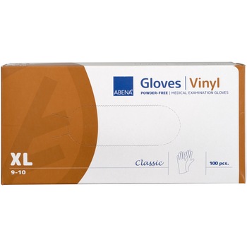 Set 100 buc manusi de examinare si protectie, Abena, transparente, masura XL, vinil Set 100 buc manusi de examinare si protectie, Abena, transparente, masura XL, vinil