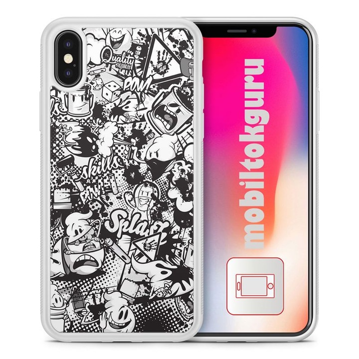 Negru Alb Graffiti 12 211 iPhone 12 Mini TPU Husa antisoc Husa pentru telefon Husa de protectie