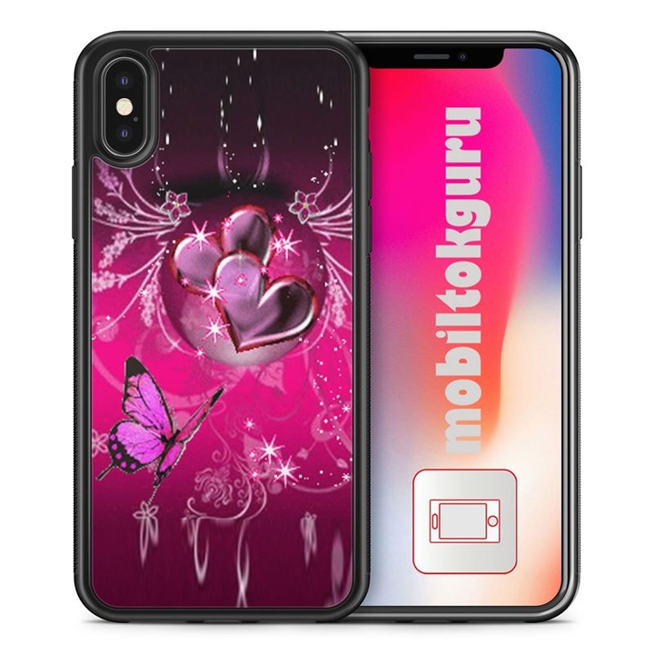Pink pillangó szivecskékkel 1 copy 22 iPhone 5s TPU ütésálló tok telefontok védő