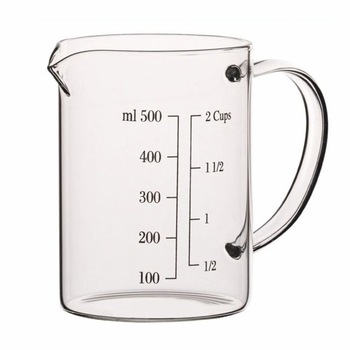 Cana gradata de masurare din sticla borosilicata, 500 ml, transparent Cana gradata de masurare din sticla borosilicata, 500 ml, transparent