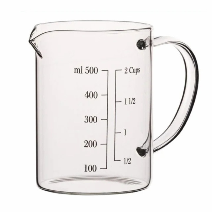 Cana gradata de masurare din sticla borosilicata, 500 ml, transparent