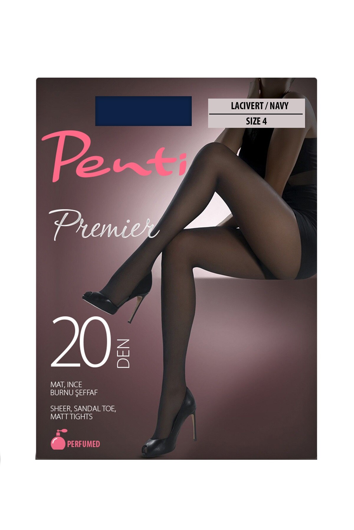 Dres dama cu capsule de parfum si degetele transparente Premier, Penti, 20 DEN, 1497, albastru inchis, marimea 4