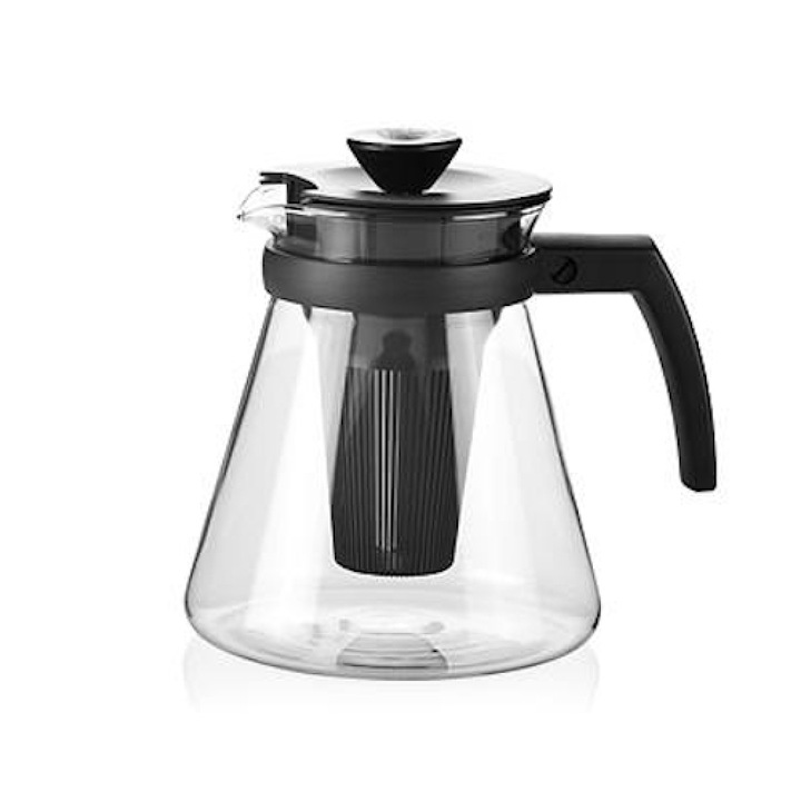 Ceainic cu infuzor Tescoma, Sticla, Transparent/Negru, 1.25 l