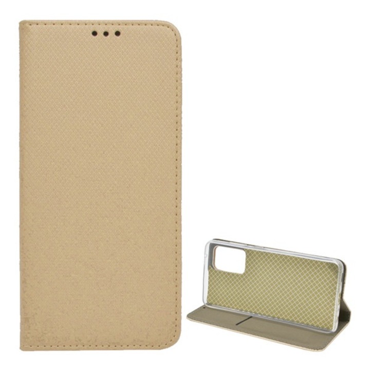 Telefontok álló, bőr hatású (Flip, oldalra nyíló, asztali tartó funkció, rombusz minta), Arany [Samsung Galaxy A52 5G (SM-A526F), Samsung Galaxy A52 4G (SM-A525F)]