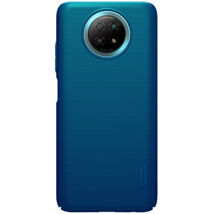 Nillkin super frosted műanyag mobiltelefon tok, gumírozott, érdes felület + asztali tartó, sötétkék, kompatibilis: Xiaomi Redmi Note 9T 5G / Redmi Note 9 5G