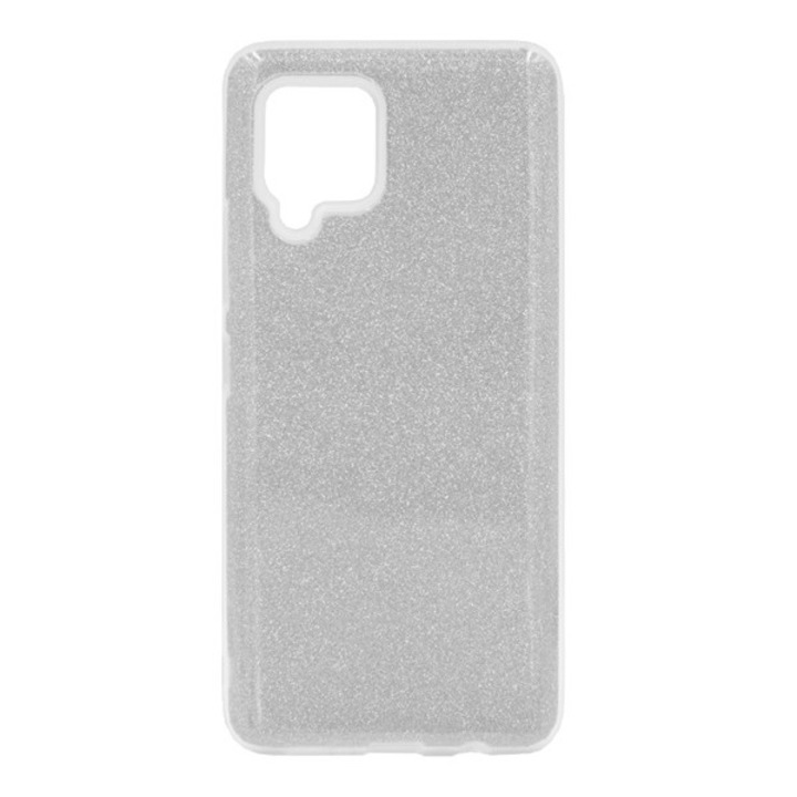Szilikon hátlapvédő telefontok (műanyag belső, csillogó hátlap), Ezüst [Samsung Galaxy A42 5G (SM-A425F)]