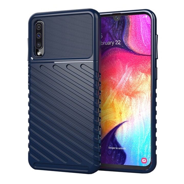 Gigapack szilikon mobiltelefon tok, ütésállóság, csíkos, dombor minta, sötétkék, kompatibilis: Samsung Galaxy A30s, SM-A307F, / Galaxy A50, SM-A505F, / Galaxy A50s, SM-A507F