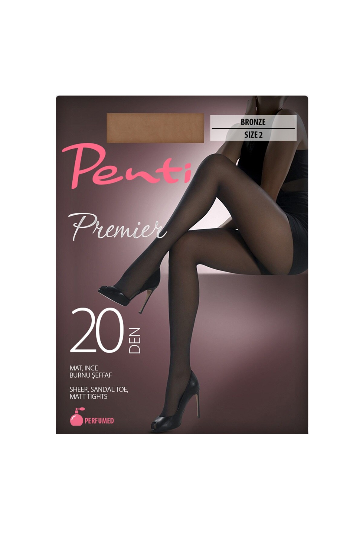 Dres dama cu capsule de parfum si degete transparente, Premier, Penti, 20 DEN, bronz, marimea 2