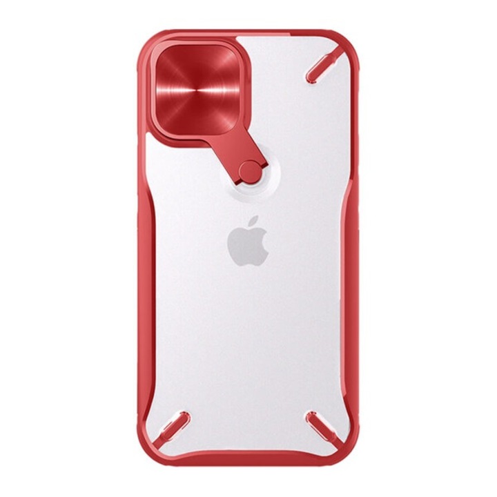 Nillkin cyclops műanyag mobiltelefon tok, ütésállóság, légpárnás sarok, kameravédő, kitámasztó, piros, kompatibilis: Apple iPhone 12 Pro / iPhone 12