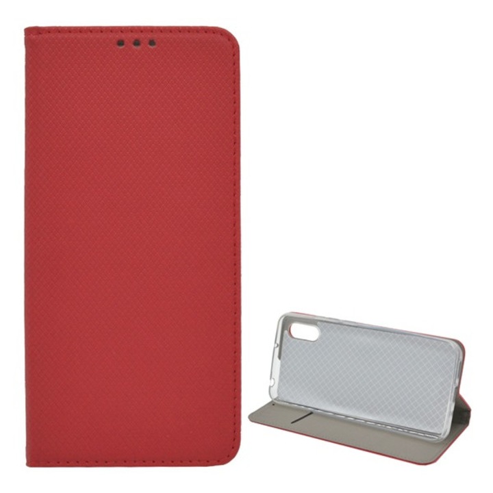 Xiaomi Redmi 9A / 9At Tok Álló, Bőr Hatású (Flip, Oldalra Nyíló, Asztali Tartó Funkció, Rombusz Minta) Piros
