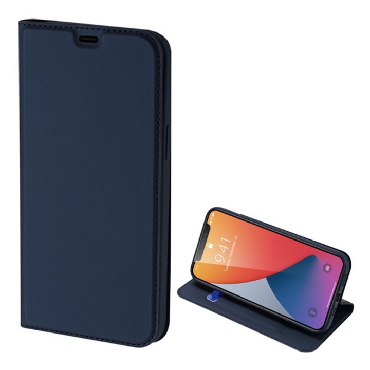 Apple iPhone 12 / iPhone 12 Pro Dux ducis skin pro tok álló, bőr hatású (flip, oldalra nyíló, bankkártya tartó, asztali tartó funkció) sötétkék, GP-99845, gyártói csomagolás