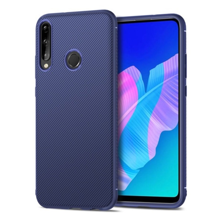 Szilikon hátlapvédő telefontok (közepesen ütésálló, csíkos, Mentaa), Sötétkék [Huawei P40 Lite E / Y7p]