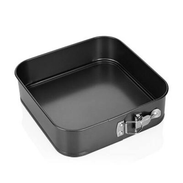 Forma tort patrata cu fund detasabil Tescoma Delicia, Metal, Gri inchis, 24x24 cm