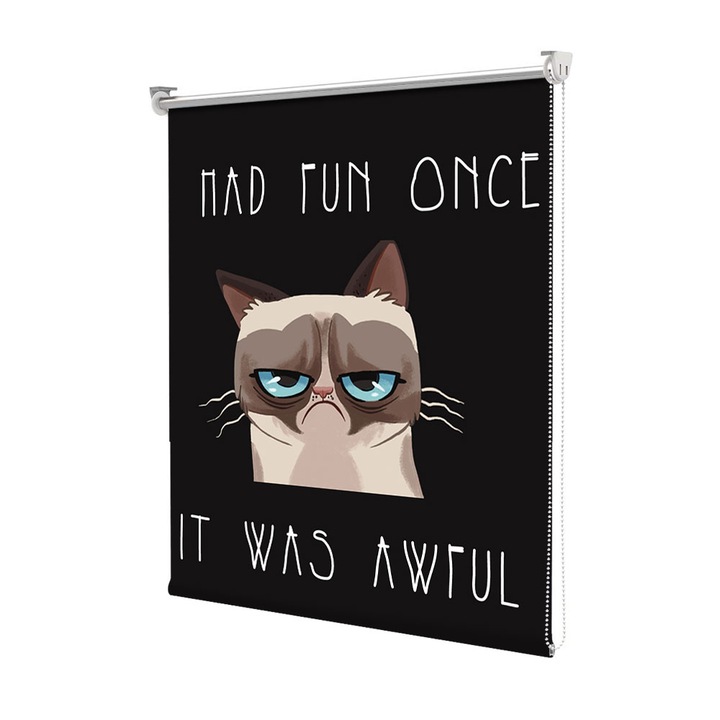 Roleta Art Shade tip Jaluzea cu Rulou si sistem inclus, Art Star, Angry Cat si distractia, Animatii, Decoratiuni, Latime 80 cm x Inaltime 130 cm