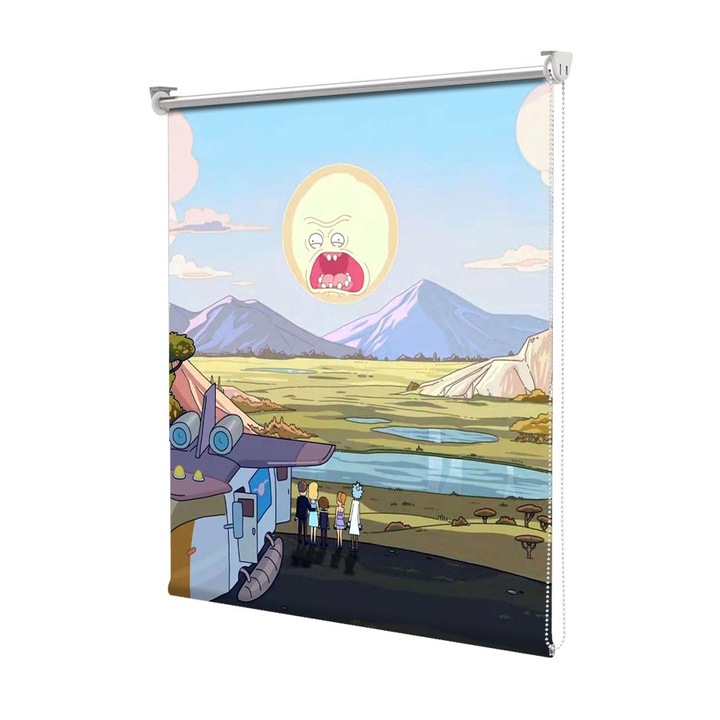 Roleta Art Shade tip Jaluzea cu Rulou si sistem inclus, Art Star, Rick si Morty soarele tipa, Animatii, Decoratiuni, Latime 75 cm x Inaltime 250 cm