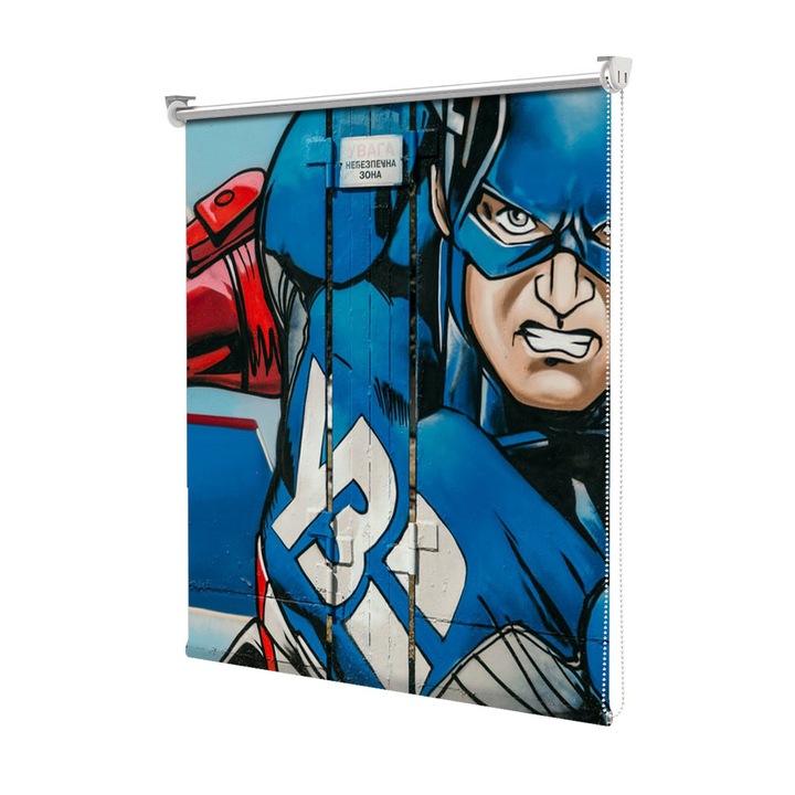 Roleta Art Shade tip Jaluzea cu Rulou si sistem inclus, Art Star, Supererou desenat pe usa garajului, Animatii, Decoratiuni, Latime 75 cm x Inaltime 130 cm