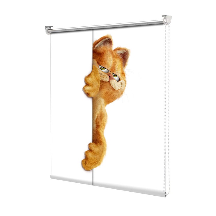 Roleta Art Shade tip Jaluzea cu Rulou si sistem inclus, Art Star, Garfield pe fundal alb, Animatii, Decoratiuni, Latime 60 cm x Inaltime 190 cm