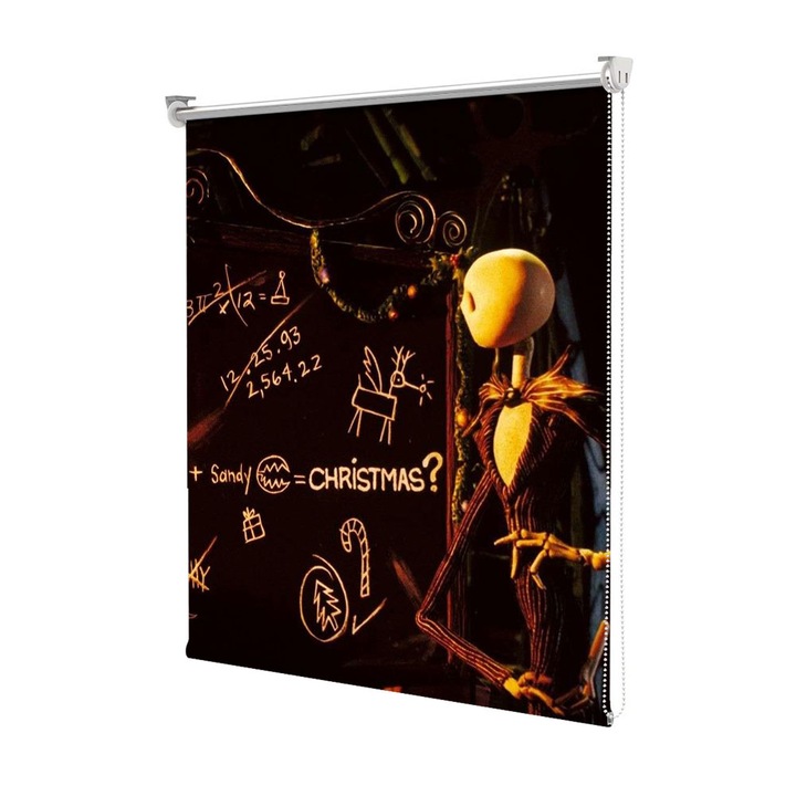 Roleta Art Shade tip Jaluzea cu Rulou si sistem inclus, Art Star, Fandom Jack Skellington la tabla cu formula, Animatii, Decoratiuni, Latime 75 cm x Inaltime 130 cm