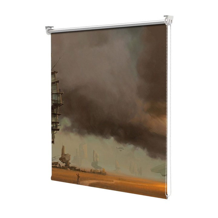 Roleta Art Shade tip Jaluzea cu Rulou si sistem inclus, Art Star, Peisaj apocaliptic, Animatii, Decoratiuni, Latime 95 cm x Inaltime 130 cm