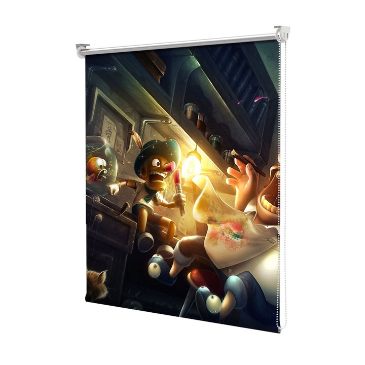 Roleta Art Shade tip Jaluzea cu Rulou si sistem inclus, Art Star, Pinocchio prinde viata, Animatii, Decoratiuni, Latime 95 cm x Inaltime 130 cm