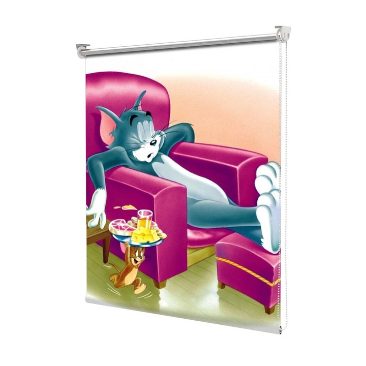 Roleta Art Shade tip Jaluzea cu Rulou si sistem inclus, Art Star, Tom si Jery furand mancarea, Animatii, Decoratiuni, Latime 130 cm x Inaltime 130 cm