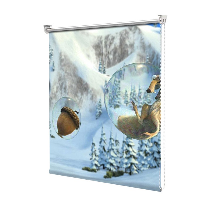 Roleta Art Shade tip Jaluzea cu Rulou si sistem inclus, Art Star, Ice Age Scrat in bula, Animatii, Decoratiuni, Latime 65 cm x Inaltime 190 cm