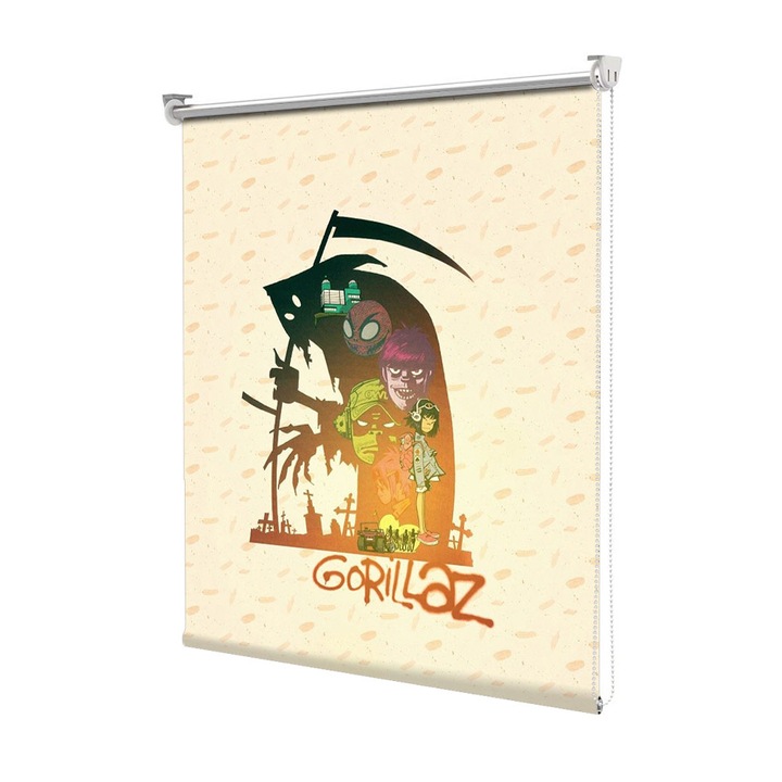Roleta Art Shade tip Jaluzea cu Rulou si sistem inclus, Art Star, Gorillaz si cruci in spate, Animatii, Decoratiuni, Latime 65 cm x Inaltime 190 cm