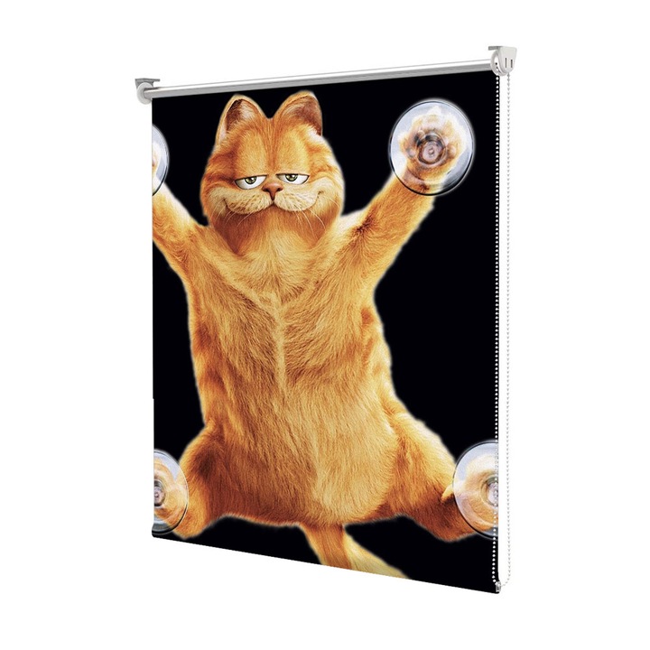 Roleta Art Shade tip Jaluzea cu Rulou si sistem inclus, Art Star, Garfield pe geam, Animatii, Decoratiuni, Latime 80 cm x Inaltime 130 cm