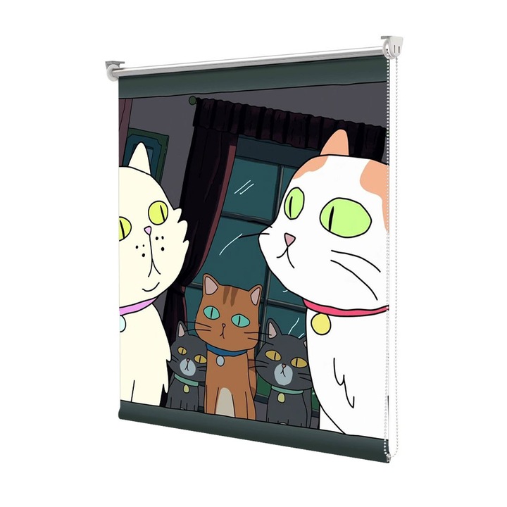 Roleta Art Shade tip Jaluzea cu Rulou si sistem inclus, Art Star, Rick si Morty pisicile, Animatii, Decoratiuni, Latime 75 cm x Inaltime 130 cm