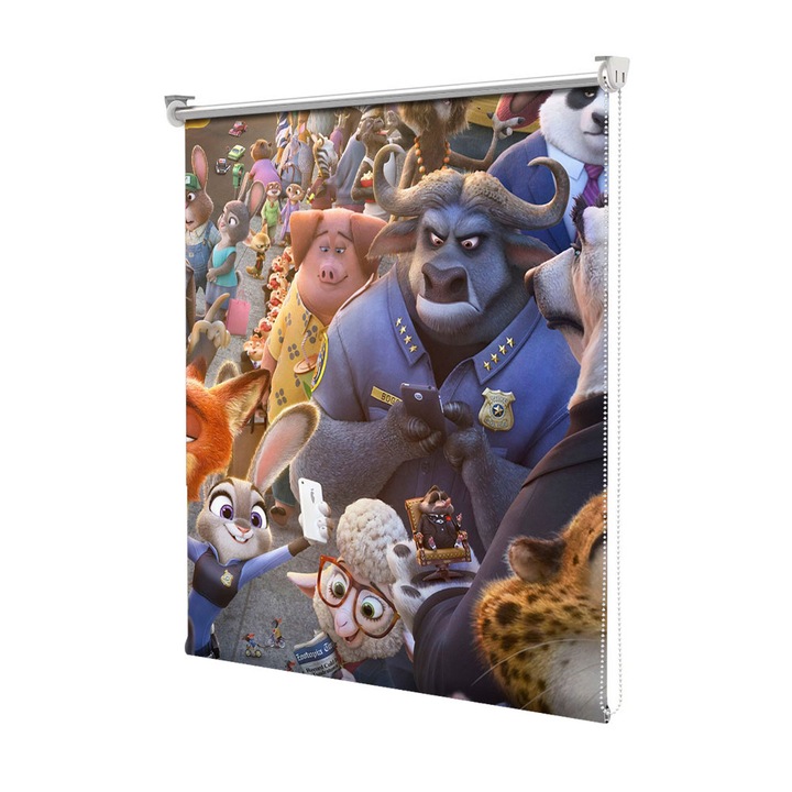 Roleta Art Shade tip Jaluzea cu Rulou si sistem inclus, Art Star, Zootopia pe strada, Animatii, Decoratiuni, Latime 65 cm x Inaltime 190 cm
