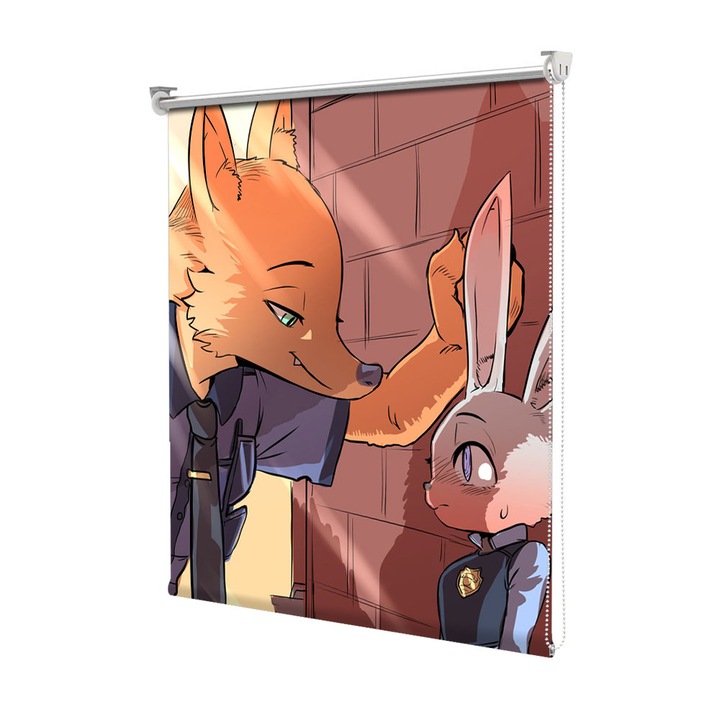 Roleta Art Shade tip Jaluzea cu Rulou si sistem inclus, Art Star, Zootopia Nick flirteaza cu Judy, Animatii, Decoratiuni, Latime 65 cm x Inaltime 190 cm