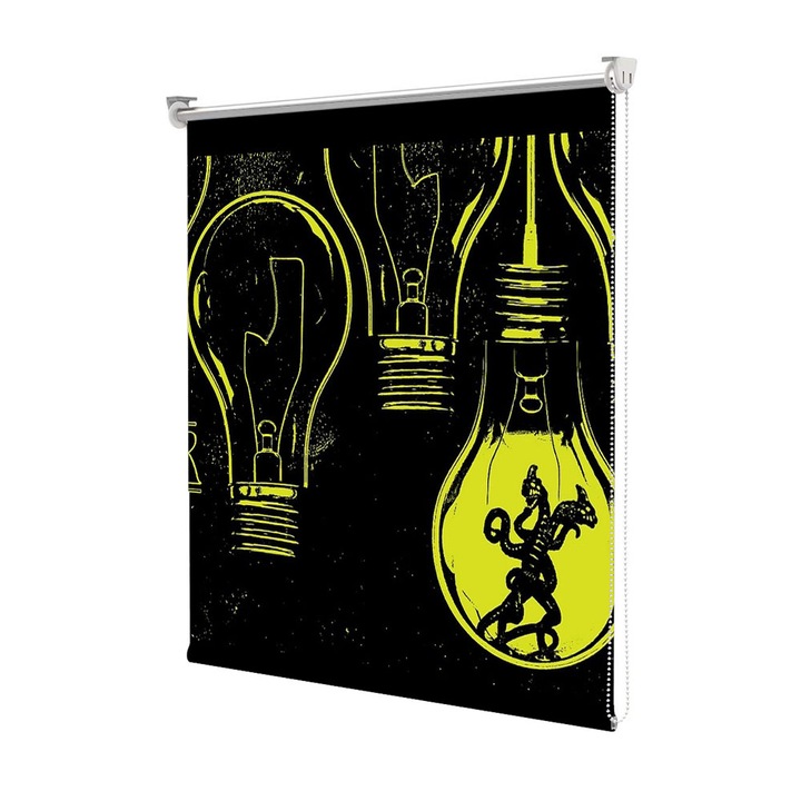 Roleta Art Shade tip Jaluzea cu Rulou si sistem inclus, Art Star, Stranger Things in galben si negru, Animatii, Decoratiuni, Latime 95 cm x Inaltime 130 cm