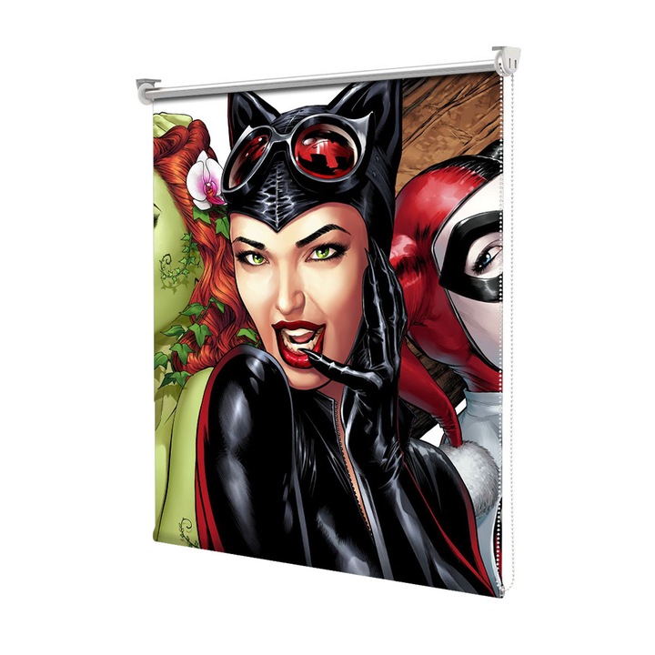 Roleta Art Shade tip Jaluzea cu Rulou si sistem inclus, Art Star, Marvel Catwoman Harley Quinn si Poison Ivy, Animatii, Decoratiuni, Latime 65 cm x Inaltime 190 cm