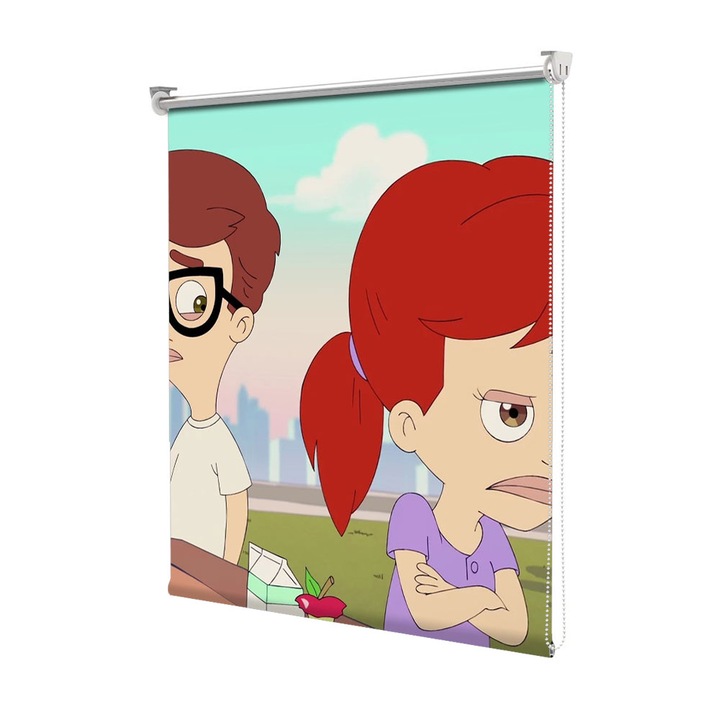 Roleta Art Shade tip Jaluzea cu Rulou si sistem inclus, Art Star, Big Mouth Andrew Nick si Jessi suparata la masa, Animatii, Decoratiuni, Latime 50 cm x Inaltime 250 cm