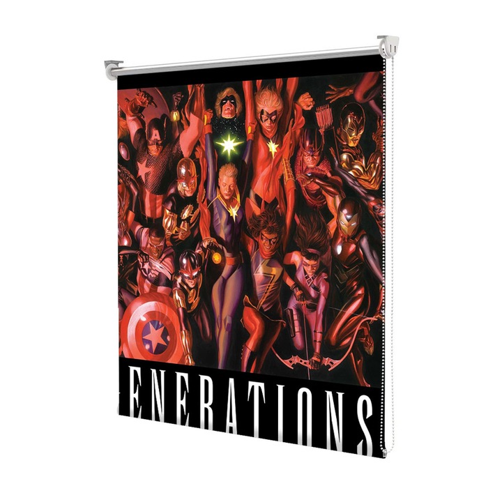 Roleta Art Shade tip Jaluzea cu Rulou si sistem inclus, Art Star, Generatia Marvel in actiune, Animatii, Decoratiuni, Latime 65 cm x Inaltime 190 cm