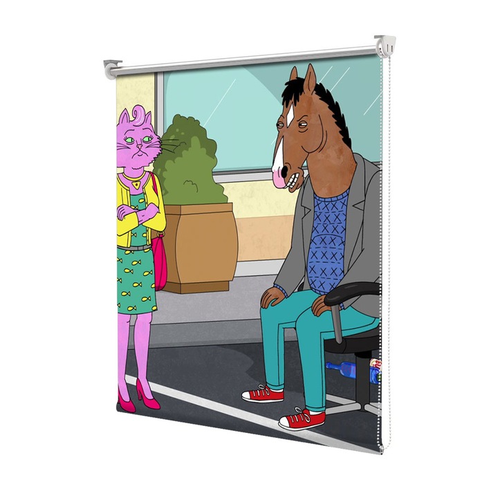 Roleta Art Shade tip Jaluzea cu Rulou si sistem inclus, Art Star, BoJack Horsman discutie cu Princess Carolyn afara, Animatii, Decoratiuni, Latime 65 cm x Inaltime 190 cm