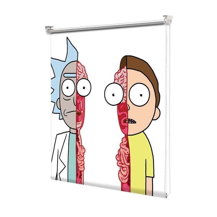 Roleta Art Shade tip Jaluzea cu Rulou si sistem inclus, Art Star, Rick si Morty jumatatea, Animatii, Decoratiuni, Latime 65 cm x Inaltime 190 cm