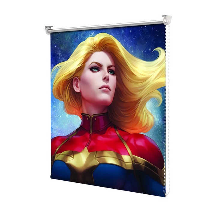 Roleta Art Shade tip Jaluzea cu Rulou si sistem inclus, Art Star, Captain Marvel si stelele, Animatii, Decoratiuni, Latime 95 cm x Inaltime 130 cm