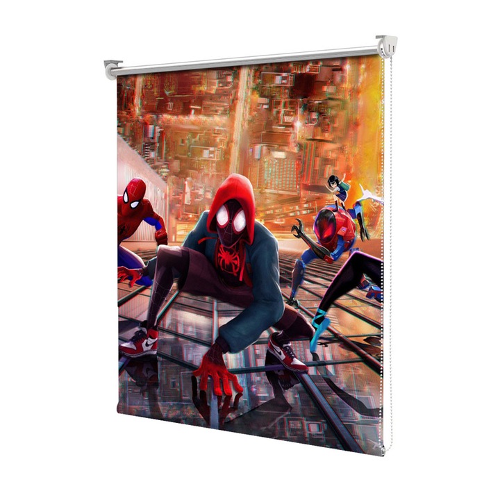Roleta Art Shade tip Jaluzea cu Rulou si sistem inclus, Art Star, Spiderman pe cladire, Animatii, Decoratiuni, Latime 65 cm x Inaltime 190 cm