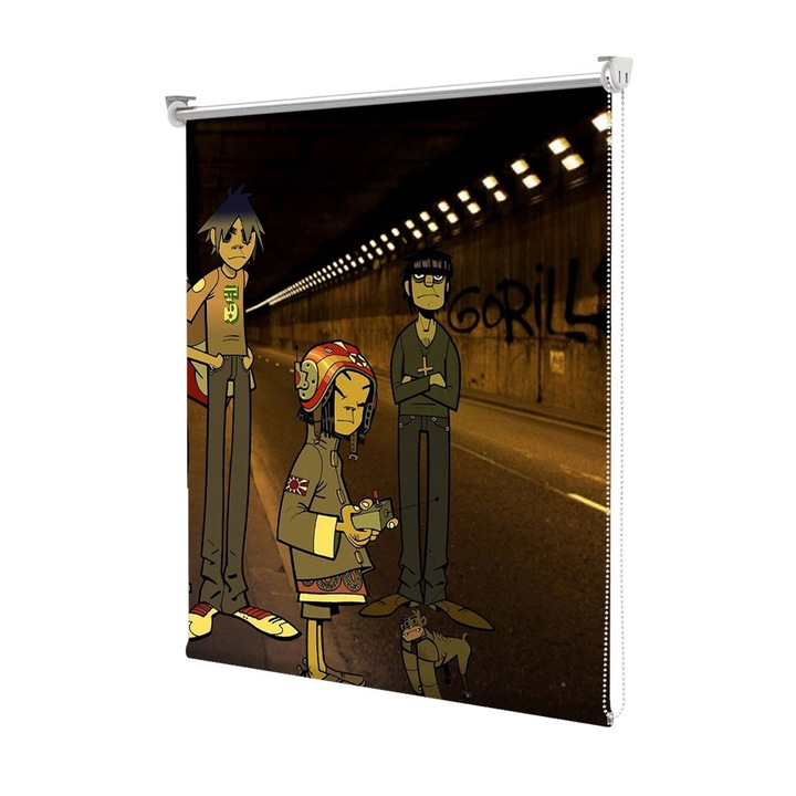 Roleta Art Shade tip Jaluzea cu Rulou si sistem inclus, Art Star, Gorillaz 2-D Noodle Murdoc Niccals si Russel, Animatii, Decoratiuni, Latime 160 cm x Inaltime 130 cm
