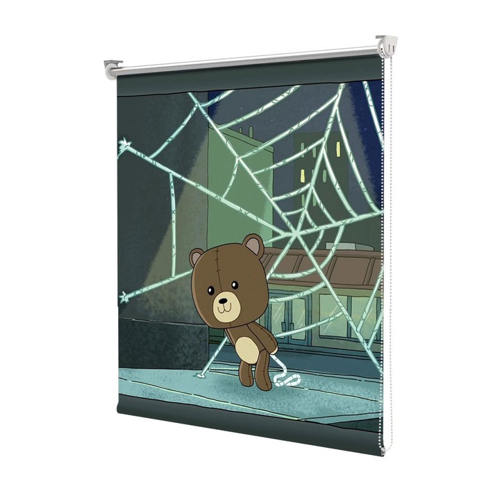 Roleta Art Shade tip Jaluzea cu Rulou si sistem inclus, Art Star, Rick si Morty ursulet prins in panza de paianjen, Animatii, Decoratiuni, Latime 65 cm x Inaltime 190 cm